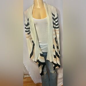 Striped Open-Front Cardigan Sweater